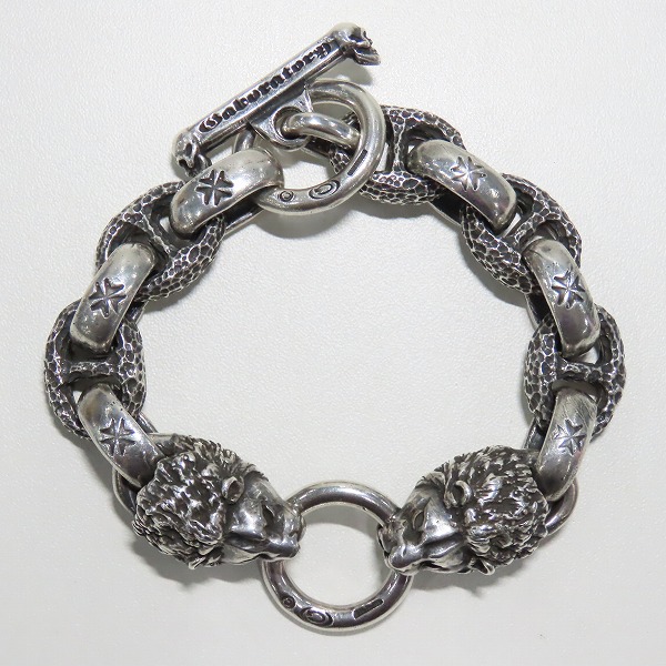 実際に弊社で買取させて頂いた【ギャラ付き】Gabor/ガボール 2ライオンヘッドリンクブレスレットの画像 3枚目