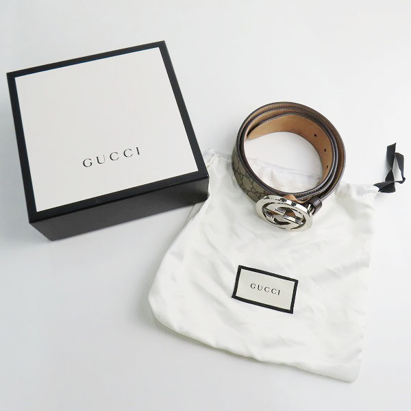 実際に弊社で買取させて頂いたGUCCI/グッチ GGスプリームキャンバス インターロッキングG バックル ベルト 411924 90・36の画像 9枚目