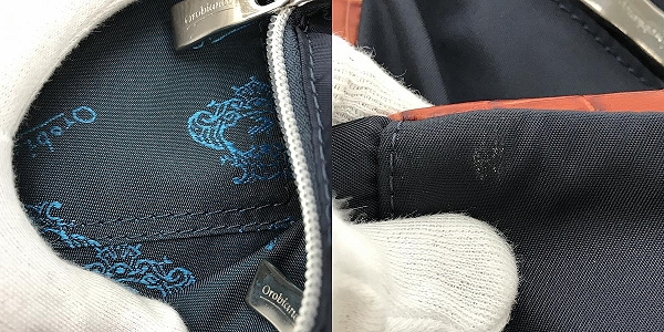 実際に弊社で買取させて頂いたOrobianco/オロビアンコ ショルダーバッグ ネイビー×ブラウン クロコ型押しの画像 8枚目