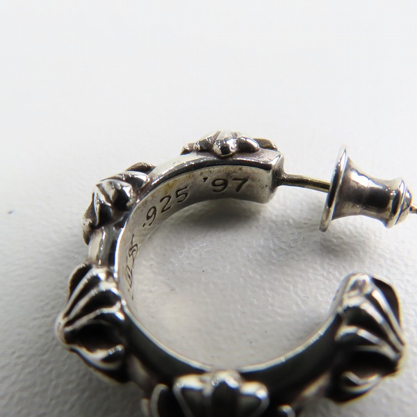 実際に弊社で買取させて頂いた【原本付き】CHROME HEARTS/クロムハーツ クロスバンドフープピアスの画像 4枚目