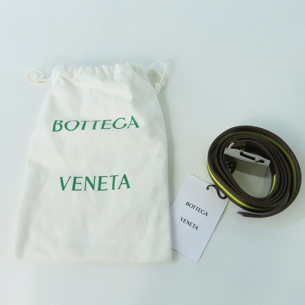 実際に弊社で買取させて頂いた【未使用】BOTTEGA VENETA/ボッテガヴェネタ リボンストラップ ボーダー ライン ベルト 629663 VBWJ1 2160の画像 7枚目