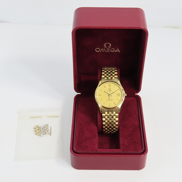 実際に弊社で買取させて頂いたOMEGA/オメガ Seamaster/シーマスター デイト 金文字盤 クォーツ 腕時計【動作未確認】の画像 9枚目