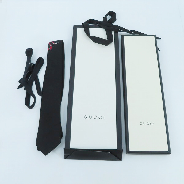 実際に弊社で買取させて頂いた【JPタグ】GUCCI/グッチ スネーク/蛇 シルク ネクタイの画像 9枚目