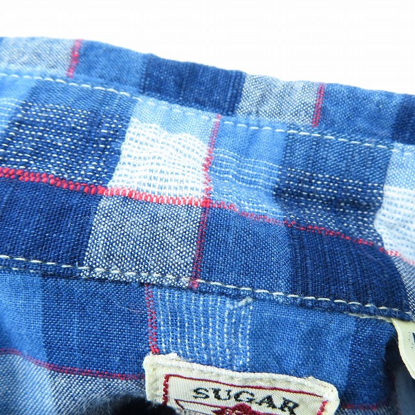 実際に弊社で買取させて頂いたSUGAR CANE/シュガーケーン チェック柄 半袖 シャツ SC37322 Mの画像 4枚目