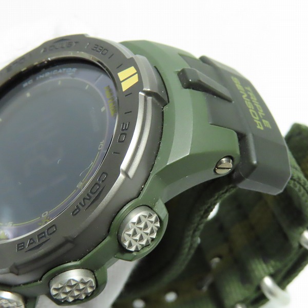 実際に弊社で買取させて頂いたCASIO/カシオ PROTREK/プロトレック トリプルセンサー 世界6局対応電波ソーラー PRW-3100G-3JRの画像 5枚目