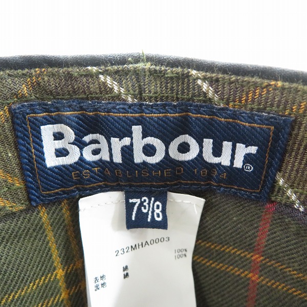 実際に弊社で買取させて頂いたBarbour/バブアー ワックスハンチング帽子 232MHA0003 7-3/8の画像 5枚目