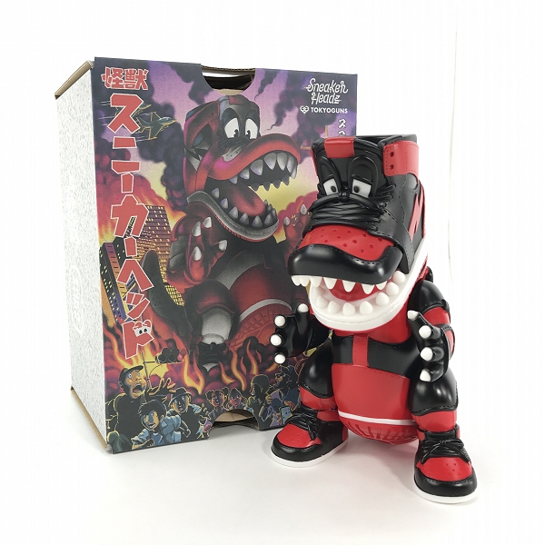 実際に弊社で買取させて頂いたTOKYOGUNS/トウキョウガンズ Kaijyu Sneaker head/怪獣スニーカーヘッド SNKRDUNK Original Package ver. BRED ソフビ