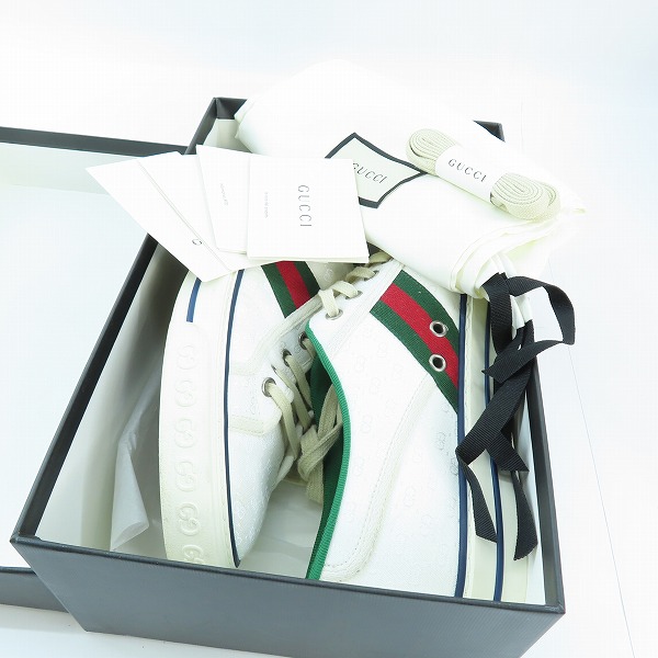 実際に弊社で買取させて頂いたGUCCI/グッチ TENNIS 1977 シェリーライン mini GG ジャカード ローカットスニーカー/8の画像 7枚目