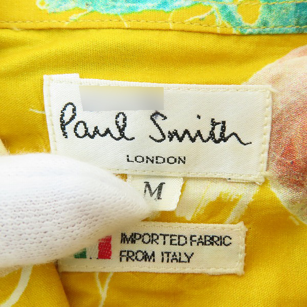 実際に弊社で買取させて頂いたPaul Smith LONDON/ポールスミスロンドン 紐デザイン 総柄 長袖シャツ イエロー/Mの画像 2枚目