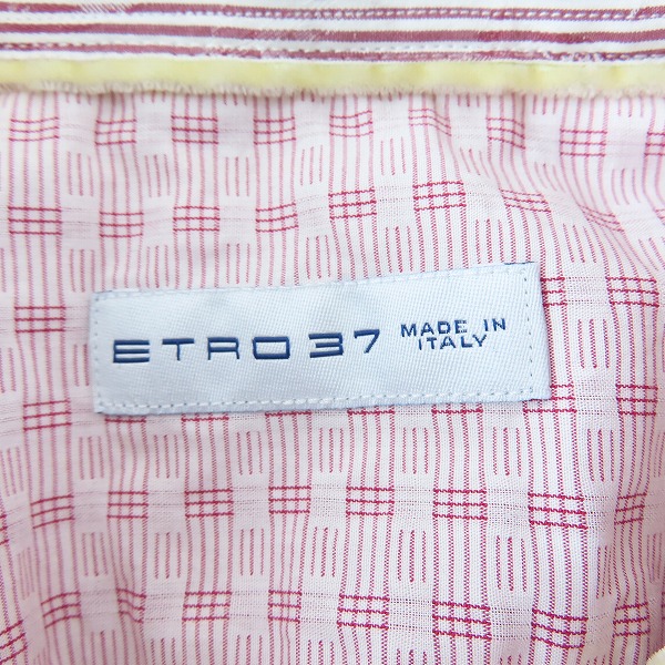 実際に弊社で買取させて頂いたETRO/エトロ 襟柄切替/刺繍総柄 長袖シャツ レッド系 37の画像 2枚目