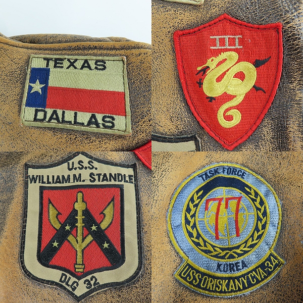 実際に弊社で買取させて頂いたTHE ORIGIN REBEL/オリジンレーベル 羊革/シープスキン ヴィンテージ レザー フライトジャケット ムートンジャケット  Lの画像 5枚目