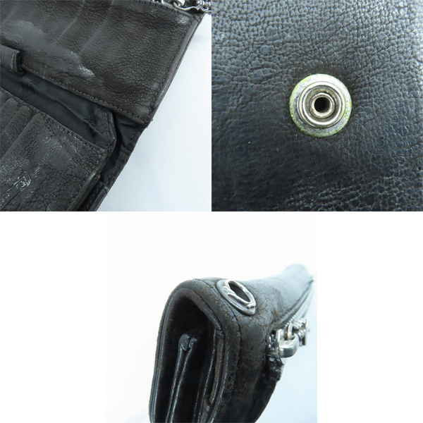実際に弊社で買取させて頂いたCHROME HEARTS/クロムハーツ WAVE/ウェーブウォレット クロスボタン/長財布の画像 9枚目