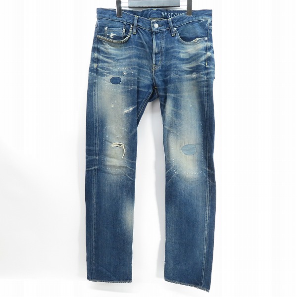 実際に弊社で買取させて頂いたHYSTERIC GLAMOUR/ヒステリックグラマー HSR加工/スリムストレート/リペア加工 スタッズデニムパンツ 0252AP05/34