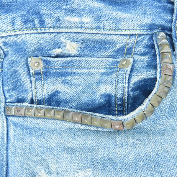 実際に弊社で買取させて頂いたHYSTERIC GLAMOUR/ヒステリックグラマー FLAMING ROCK リメイク クラッシュ ダメージデニムパンツ 02211AP05/30の画像 6枚目