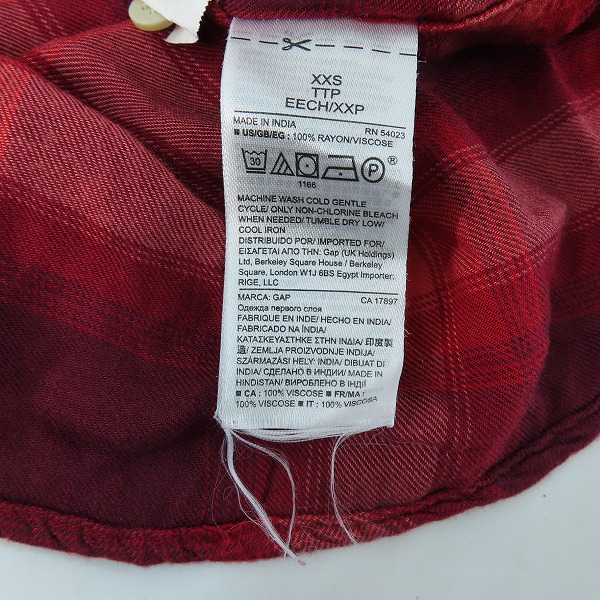 実際に弊社で買取させて頂いたGAP × PENDLETON/ギャップ × ペンドルトン 長袖 レーヨンシャツ XXSの画像 3枚目