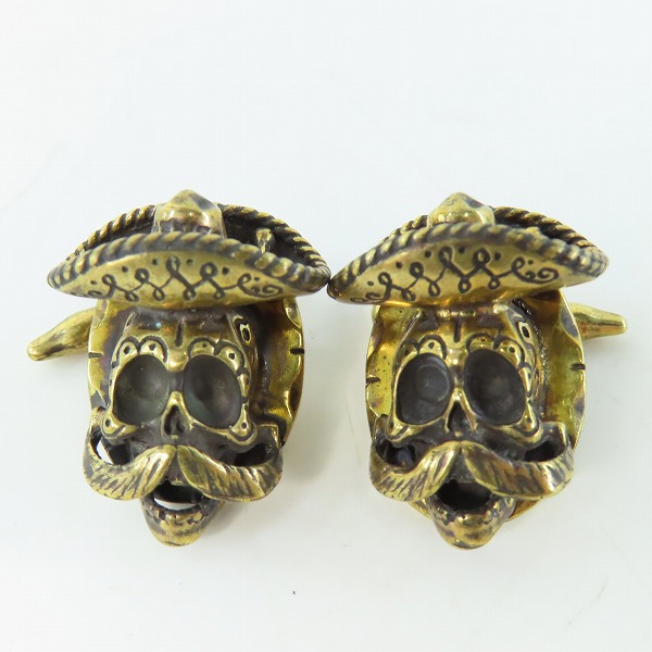 実際に弊社で買取させて頂いた(1)GANGSTERVILLE×Galcia/ギャングスタービル×ガルシア メキシカンスカル カフリンクス/カフス ブラス/真鍮の画像 1枚目
