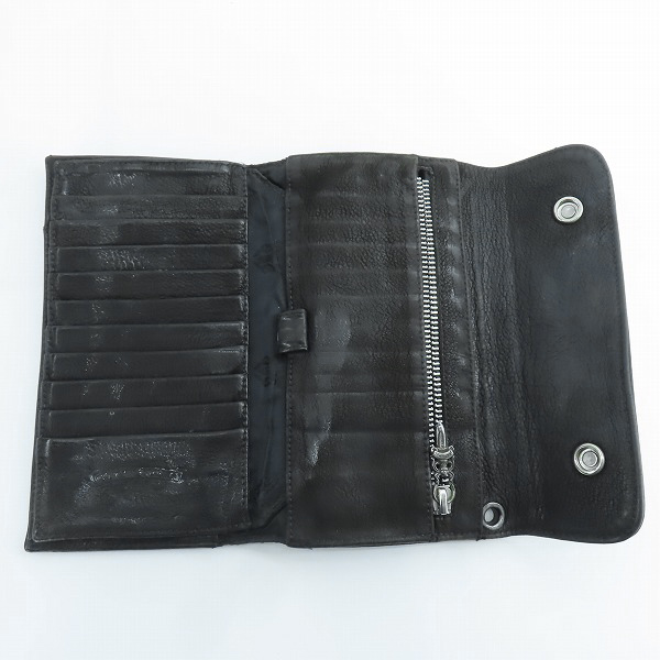 実際に弊社で買取させて頂いたCHROME HEARTS/クロムハーツ WAVE/ウェーブウォレット クロスボタン/長財布の画像 3枚目