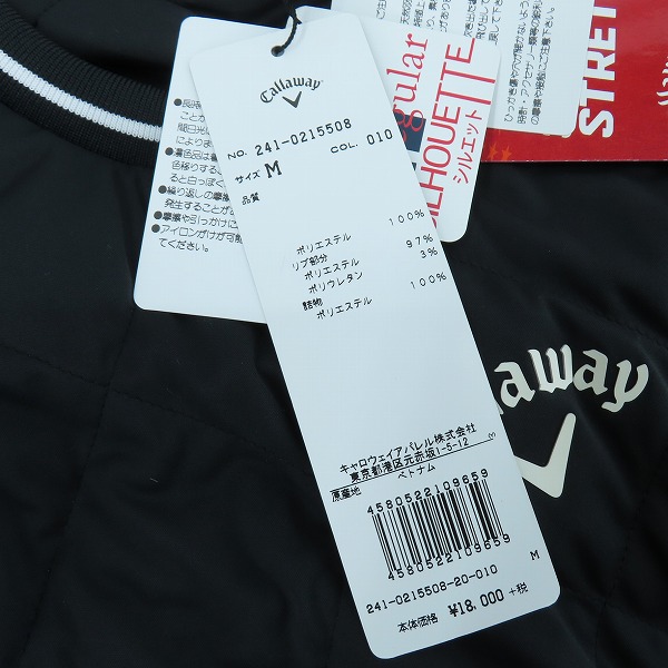実際に弊社で買取させて頂いた【未使用】Callaway/キャロウェイ ゴルフウェア 中綿 クルーネックブルゾン/ブラック/241-0215508/Mの画像 5枚目