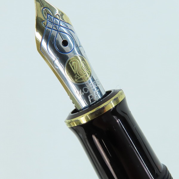 実際に弊社で買取させて頂いたPELIKAN/ペリカン スーべレーン グリーンストライプ キャップ式万年筆 ペン先14C-585 EFの画像 5枚目