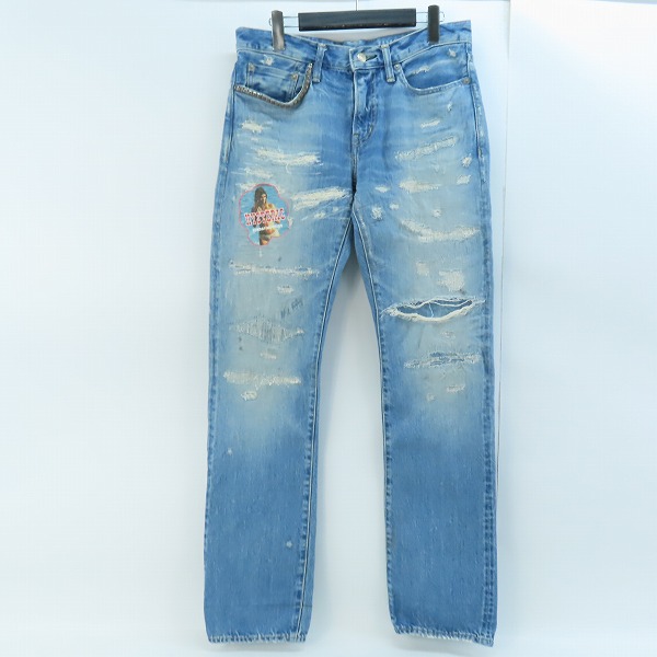 実際に弊社で買取させて頂いたHYSTERIC GLAMOUR/ヒステリックグラマー FLAMING ROCK リメイク クラッシュ ダメージデニムパンツ 02211AP05/30