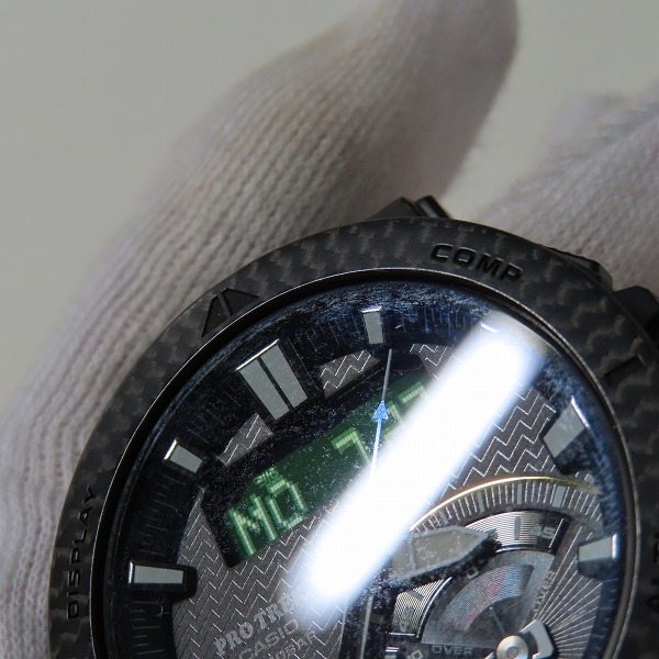 実際に弊社で買取させて頂いた【保証期間内】CASIO/カシオ PROTREK/プロトレック アングラーライン カーボンベゼル PRW-73XT-1JFの画像 7枚目
