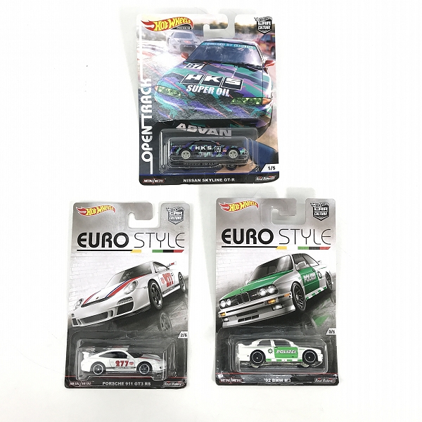 実際に弊社で買取させて頂いた【未開封】Hot Wheels /ホットウィール CAR CULTURE/カーカルチャー OPEN TRACK/EURO STYLE SKYLINE GTR/GT3 RS 他 3点セット
