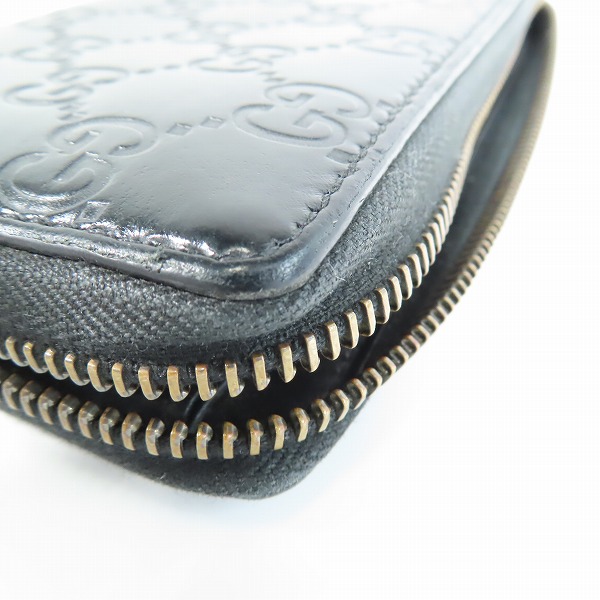 実際に弊社で買取させて頂いたGUCCI/グッチ グッチシマ アヴェル ブラック ラウンド ジップ/ファスナー ウォレット/長財布 307987の画像 6枚目