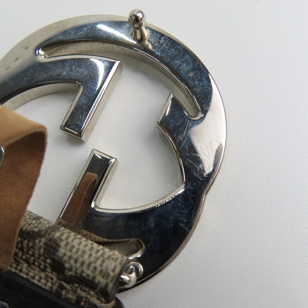 実際に弊社で買取させて頂いたGUCCI/グッチ GGスプリームキャンバス インターロッキングG バックル ベルト 411924 90・36の画像 6枚目