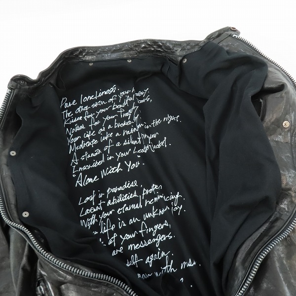 実際に弊社で買取させて頂いたISAMUKATAYAMA BACKLASH/バックラッシュ イタリアンショルダー製品染めシングルライダース 1254-01/Lの画像 4枚目