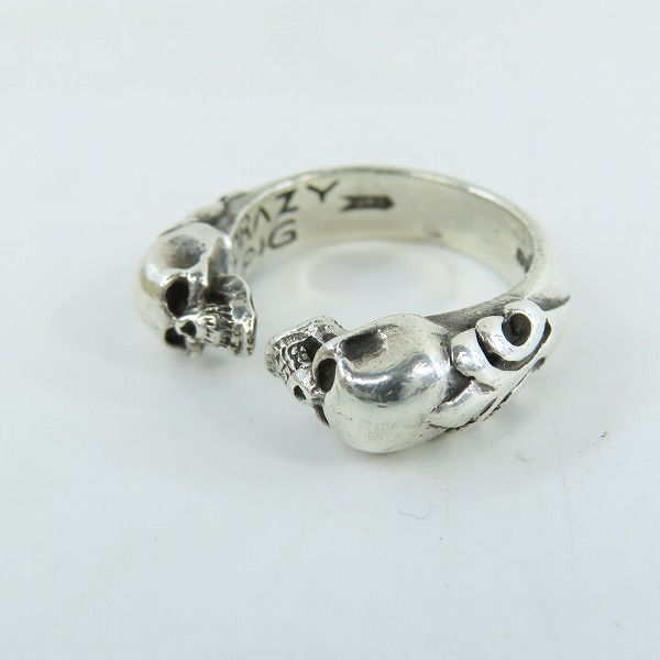 実際に弊社で買取させて頂いたCRAZY PIG/クレイジーピッグ 2スカル チューダー リング 20号