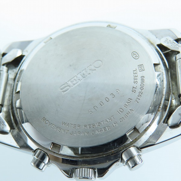 実際に弊社で買取させて頂いたSEIKO/セイコー クロノグラフ 腕時計/ウォッチ 黒文字盤/7T92-0DW0【動作未確認】の画像 4枚目