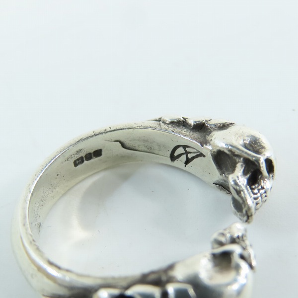 実際に弊社で買取させて頂いたCRAZY PIG/クレイジーピッグ 2スカル チューダー リング 20号の画像 7枚目