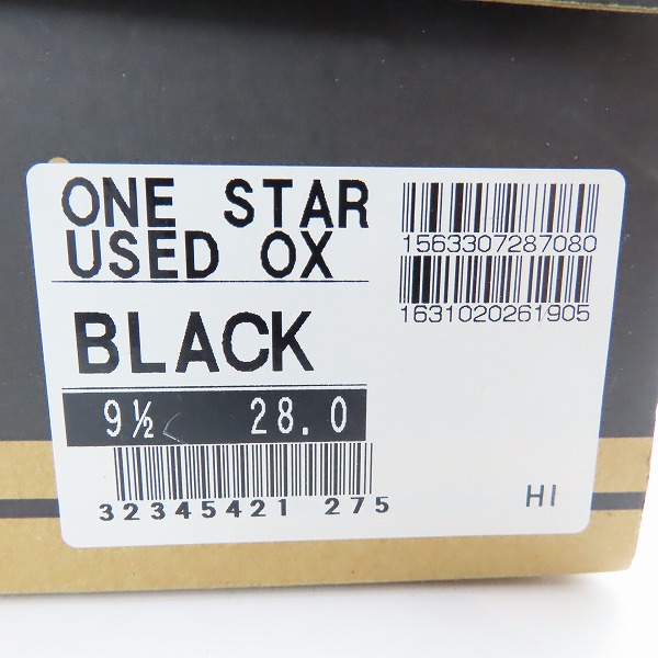 実際に弊社で買取させて頂いた【未使用】CONVERSE/コンバース ONE STAR USED OX ブラック/9.5の画像 8枚目