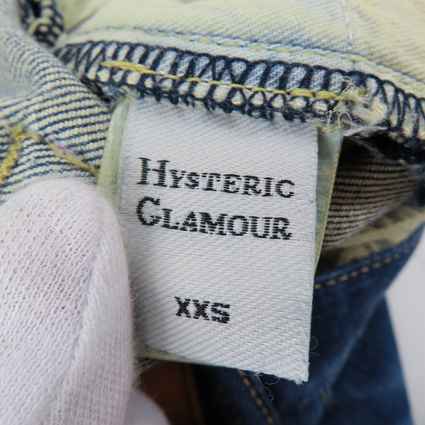 実際に弊社で買取させて頂いたHYSTERIC GLAMOUR/ヒステリックグラマー レディース スタッズ デニムパンツ 0141AP05/XXSの画像 4枚目