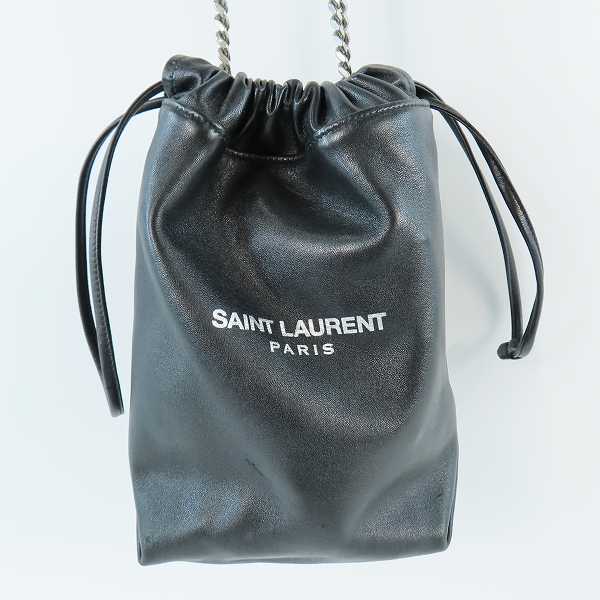 実際に弊社で買取させて頂いたSaint Laurent/サンローラン Teddy Bucket Bag Leather Mini/テディバケットバッグ チェーンショルダー YSL583328 0619