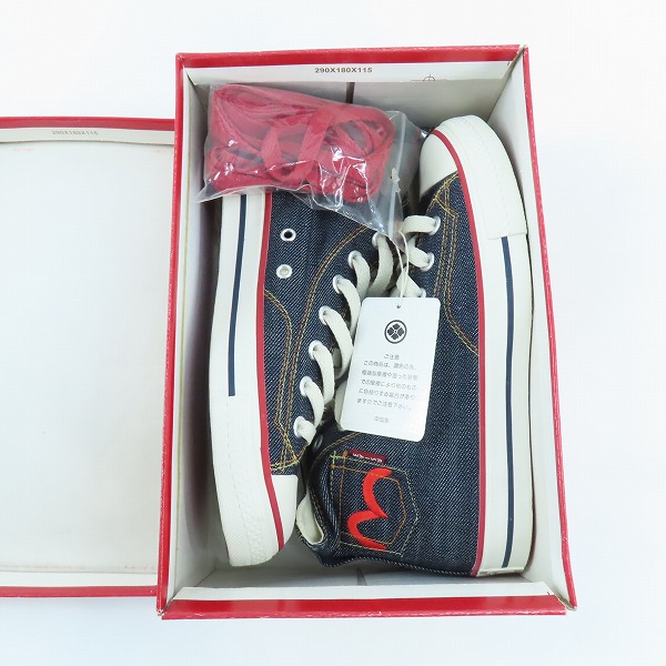 実際に弊社で買取させて頂いた【未使用】EVISU/エヴィス デニム ハイカット スニーカー 25.0の画像 7枚目
