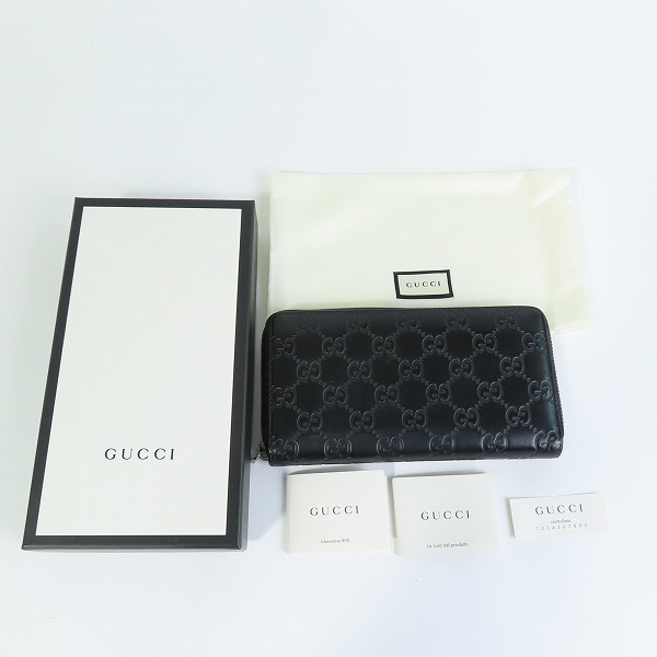 実際に弊社で買取させて頂いたGUCCI/グッチ グッチシマ アヴェル ブラック ラウンド ジップ/ファスナー ウォレット/長財布 307987の画像 9枚目