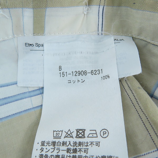 実際に弊社で買取させて頂いた【JPタグ】ETRO/エトロ チェック柄長袖シャツ 38の画像 3枚目