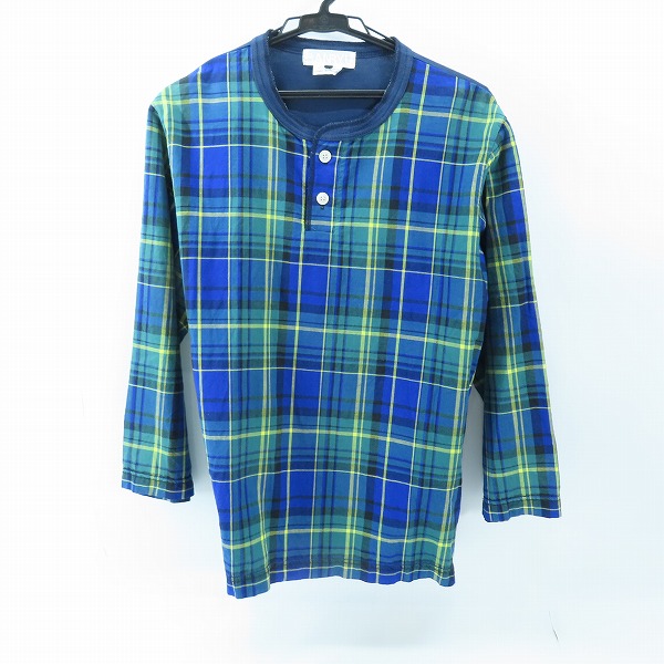 実際に弊社で買取させて頂いたGANRYU COMME des GARCONS/ガンリュウ コムデギャルソン チェック柄ヘンリーネックカットソー EO-B020/AD2014/M