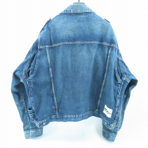 実際に弊社で買取させて頂いたFACETASM × Levis/ファセッタズム×リーバイス BIKERS TRUCKER/バイカーデニムトラッカージャケット YA-JK-U06/XLの画像 1枚目
