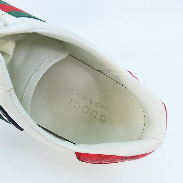 実際に弊社で買取させて頂いたGUCCI/グッチ エンブロイダリー キングスネーク ローカット レザー スニーカー 456230 9.5の画像 4枚目