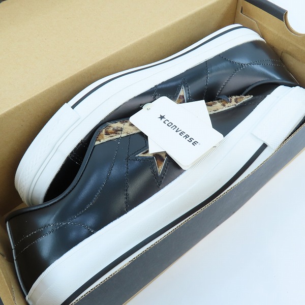 実際に弊社で買取させて頂いた【未使用】CONVERSE/コンバース ONE STAR ワンスター LPD Ox Black レオパード /9の画像 6枚目