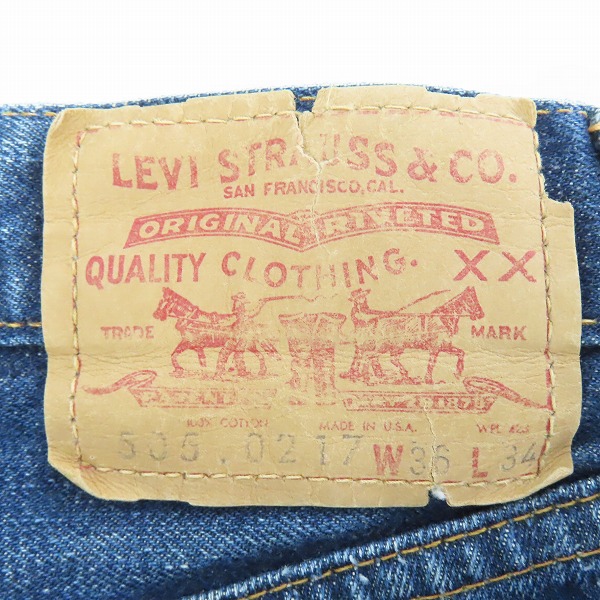 実際に弊社で買取させて頂いたLEVI'S/リーバイス ボタン裏刻印8 ビッグE 505-0217 TALONジッパーフライ デニムパンツ/W36L34の画像 2枚目