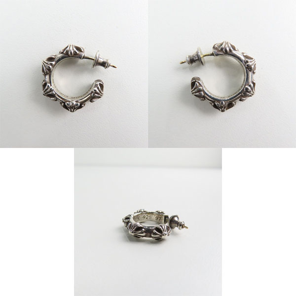 実際に弊社で買取させて頂いた【原本付き】CHROME HEARTS/クロムハーツ クロスバンドフープピアスの画像 1枚目