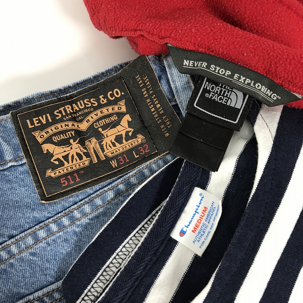 実際に弊社で買取させて頂いた【おまとめ】ノースフェイス/リーバイス/チャンピオン 等 ジップアップジャケット/デニムパンツ/長袖Tシャツ 他の画像 1枚目