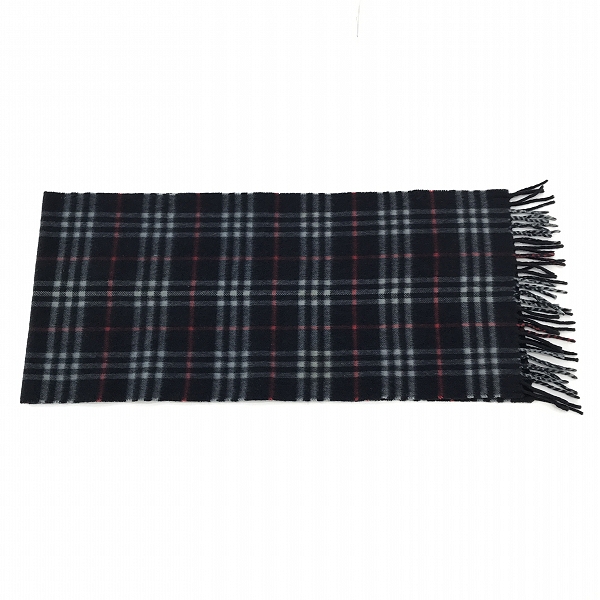 実際に弊社で買取させて頂いたBurberry's/バーバリーズ ノヴァチェックマフラー カシミア100% ダークネイビー系の画像 4枚目