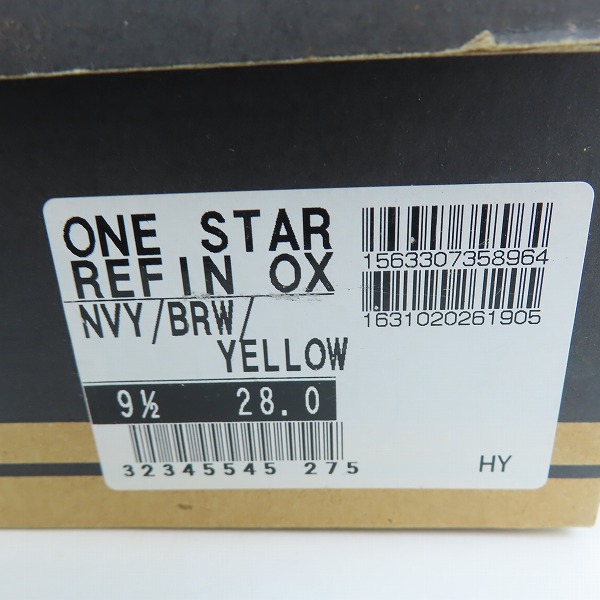 実際に弊社で買取させて頂いた【未使用】CONVERSE/コンバース ONE STAR ワンスター REFIN OX 日本製 NVY/BRW/YELLOW/9.5の画像 8枚目