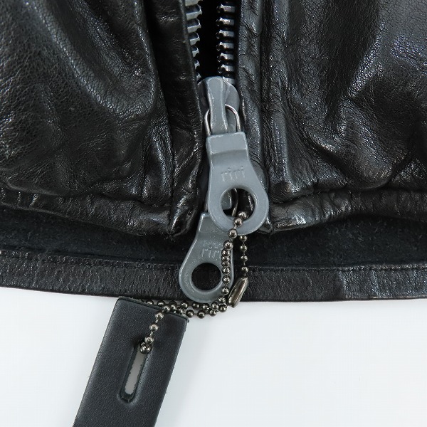 実際に弊社で買取させて頂いたISAMUKATAYAMA BACKLASH/バックラッシュ イタリアンショルダー製品染めシングルライダース 1254-01/Lの画像 6枚目