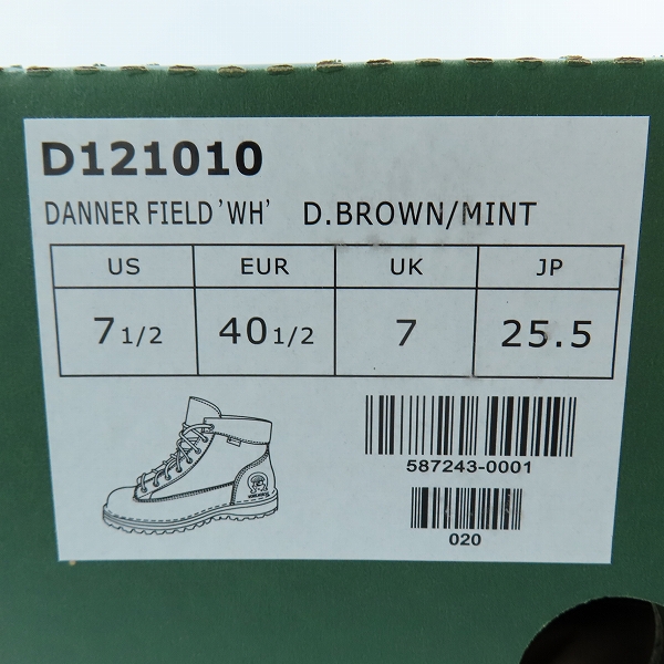 実際に弊社で買取させて頂いた【未使用】Danner×TACOMA FUJI RECORDS/ダナー×タコマフジレコード  フィールド ザ ワークハウス ブーツ D121010/25.5の画像 9枚目