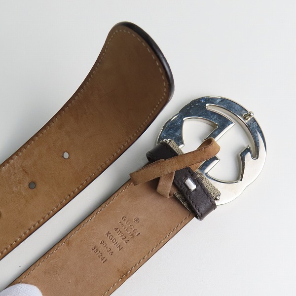 実際に弊社で買取させて頂いたGUCCI/グッチ GGスプリームキャンバス インターロッキングG バックル ベルト 411924 90・36の画像 2枚目